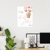 Teddy Bear Hete Luchtballon Roze Boeken en Geschen Poster (Thuiskantoor)