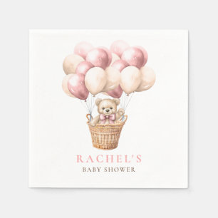 Teddy Bear Hete Luchtballon Roze Meisje Baby showe Servet