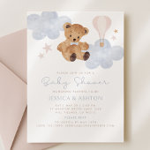 Teddy Bear & Hete Luchtballon Waterverf Baby Showe Kaart