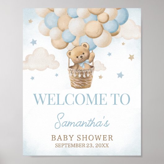 Teddy Bear Hete Luchtballon Welkom Poster (Voorkant)
