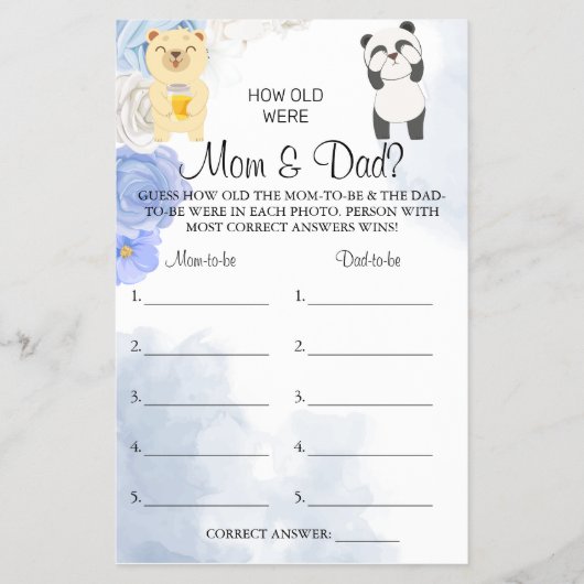 Teddy Bear Hoe oud waren mama- en papa-doucheruimk Flyer (Voorkant)