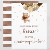 Teddy Bear hoeveel Kisses Game Sign Baby shower (Voorkant / Achterkant)