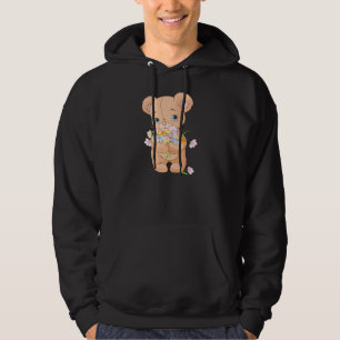 Teddy Bear Holding a Bouquet Mannen Hoodie
