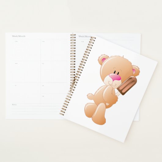 Teddy Bear Holding Chocolate Ice Cream Popsicle (Devant avec enveloppe)