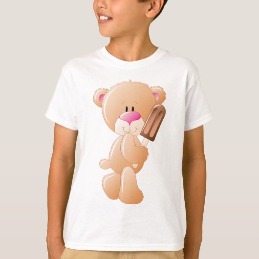 Teddy Bear Holding Chocolate Ice Cream Popsicle T-shirt (Voorkant)