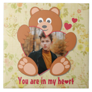 Teddy Bear Holding Hart Foto Valentijnsdag Tegeltje
