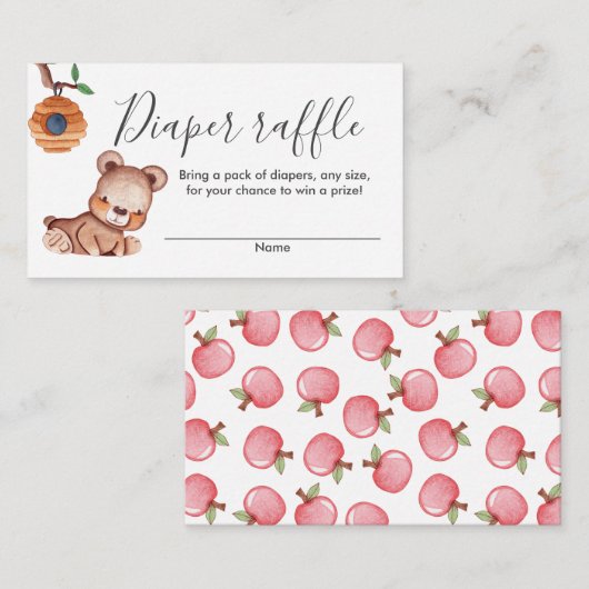 Teddy Bear HoneyBee baby shower diaper raffle En Informatiekaartje (Voorkant / Achterkant)