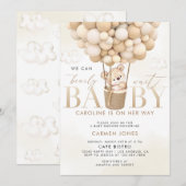 Teddy Bear Hot Air Balloons Baby shower Invitation (Devant / Derrière)