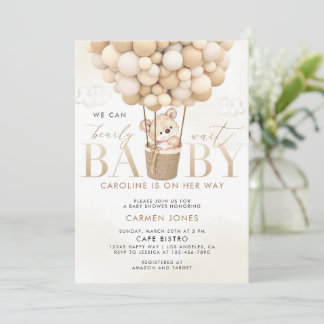 Teddy Bear Hot Air Balloons Baby shower Invitation