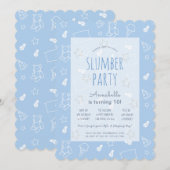 Teddy Bear Ice Cream Blue Slumber Party Verjaardag Kaart (Voorkant / Achterkant)