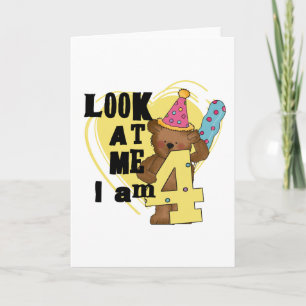 Teddy Bear Ik ben 4 Verjaardag Tshirts en Geschenk Kaart