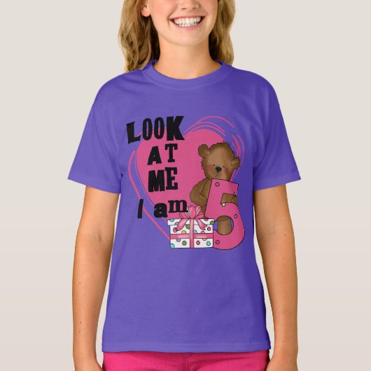 Teddy Bear Ik ben 5 Verjaardag T-shirts en Geschen (Voorkant)