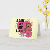 Teddy Bear Ik ben 5 Verjaardag T-shirts en Geschen Kaart (Gele Bloem)