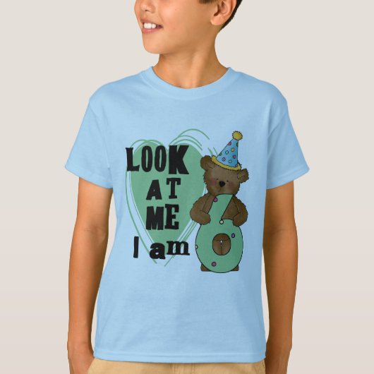 Teddy Bear Ik ben 6 Verjaardag T-shirts en Geschen (Voorkant)