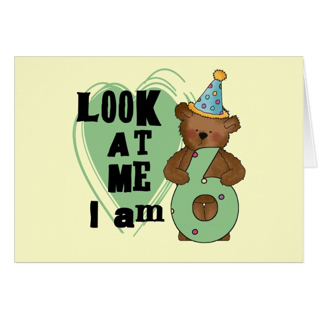 Teddy Bear Ik ben 6 Verjaardag T-shirts en Geschen (Voorkant Horizontaal)