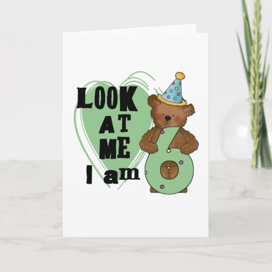 Teddy Bear Ik ben 6 Verjaardag T-shirts en Geschen Kaart (Voorkant)