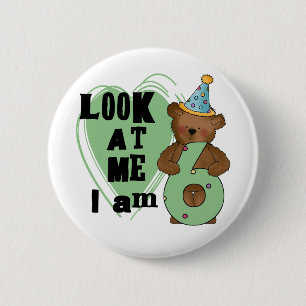 Teddy Bear Ik ben 6 Verjaardag T-shirts en Geschen Ronde Button 5,7 Cm