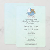 Teddy Bear in Buggy Baby shower Kaart (Voorkant / Achterkant)