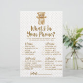 Teddy Bear in je Baby shower Game Briefpapier (Staand voorkant)