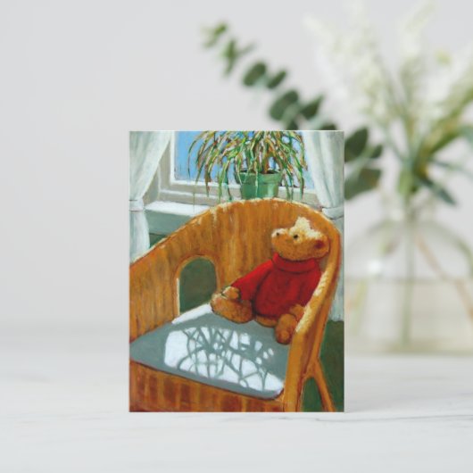 TEDDY BEAR IN PASTEL: KUNST BRIEFKAART (Staand voorkant)