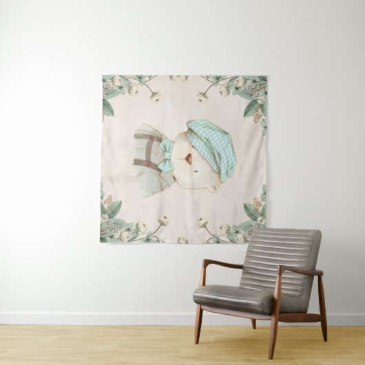 Teddy Bear in Pet Cute Sweet Schattig Whimsy Wandkleed (In Situ (horizontaal))