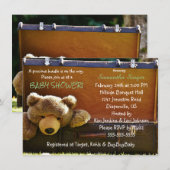 Teddy Bear in Suitcase Baby shower Invitation (Devant / Derrière)