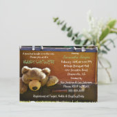 Teddy Bear in Suitcase Baby shower Invitation (Debout devant)