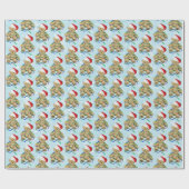 Teddy Bear in Tangled kerstlampjes Cadeaupapier (Vlak)