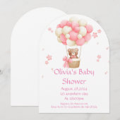 Teddy Bear invitation baby shower fille (Devant / Derrière)