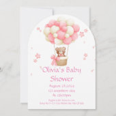 Teddy Bear invitation baby shower fille (Devant)