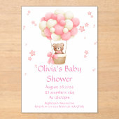 Teddy Bear invitation baby shower fille (Recto)