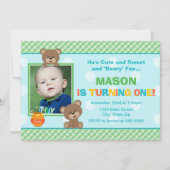 Teddy Bear Invitation d'anniversaire 5x7 Carte pho (Devant)