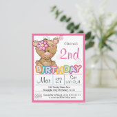 Teddy Bear Invitation de fête du 2e anniversaire (Debout devant)