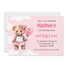 Teddy Bear Invitation du deuxième anniversaire