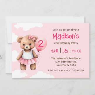 Teddy Bear Invitation du deuxième anniversaire