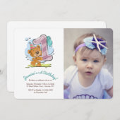 Teddy Bear Invitation photo d'un an (Devant / Derrière)