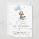 Teddy Bear Invitation pour le premier anniversaire (Devant)