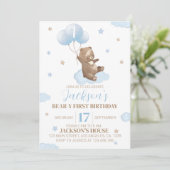 Teddy Bear Invitation pour le premier anniversaire (Debout devant)