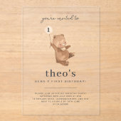 Teddy Bear Invitation pour le premier anniversaire (Recto)