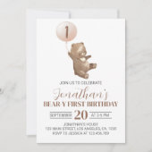 Teddy Bear Invitation pour le premier anniversaire (Devant)