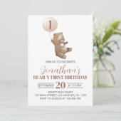Teddy Bear Invitation pour le premier anniversaire (Debout devant)