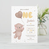 Teddy Bear Invitation pour le premier anniversaire (Debout devant)