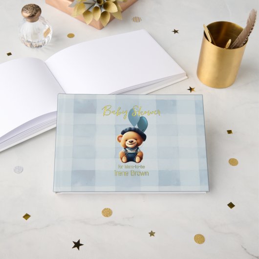 Teddy Bear Jean Baby shower Bleu (Recto ouvert)