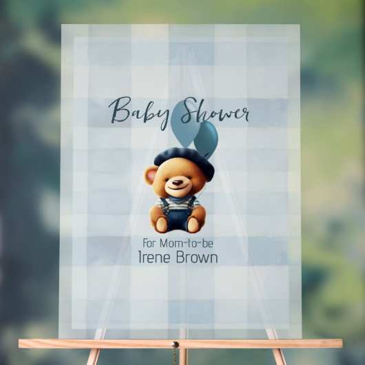 Teddy Bear Jean Baby shower Bleu (Neutre)