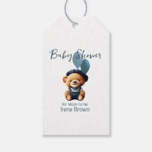 Teddy Bear Jean Baby shower Blue Cadeaulabel