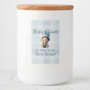 Teddy Bear Jean Baby shower Blue Voedselcontainer Etiket