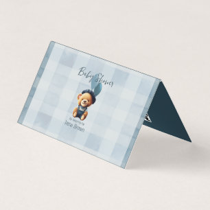 Teddy Bear Jean Baby shower Carte de boîtier bleu