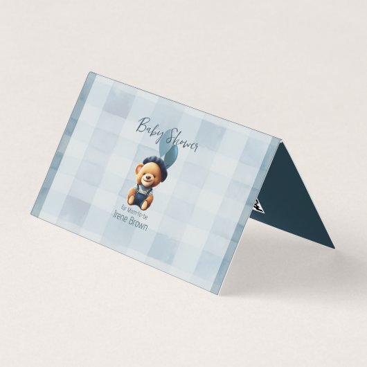 Teddy Bear Jean Baby shower Carte de boîtier bleu (Front)