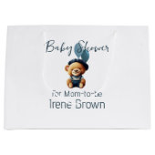 Teddy Bear Jean Baby shower Gift Bag Groot Cadeauzakje (Voorkant)