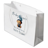 Teddy Bear Jean Baby shower Gift Bag Groot Cadeauzakje (Achterkant Gekanteld)